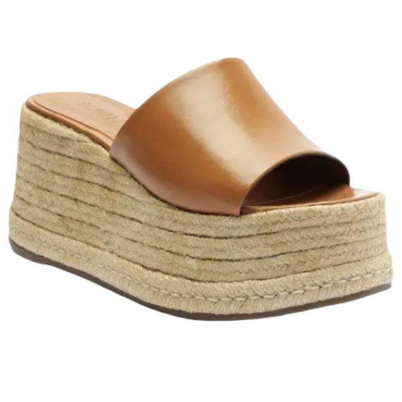 Schutz Marih Weekend Atanado Leather Platform Espadrilles Size 9.5 NWOT